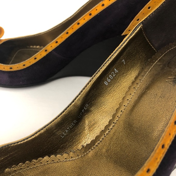 J. Crew Etta Suede Leather Peep Toe Wedge Heel - Picture 3 of 7
